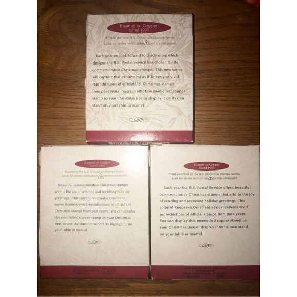 NIB Hallmark Keepsake Ornament Collector’s Series Christmas Stamps Set Of 3 - Picture 2 of 5